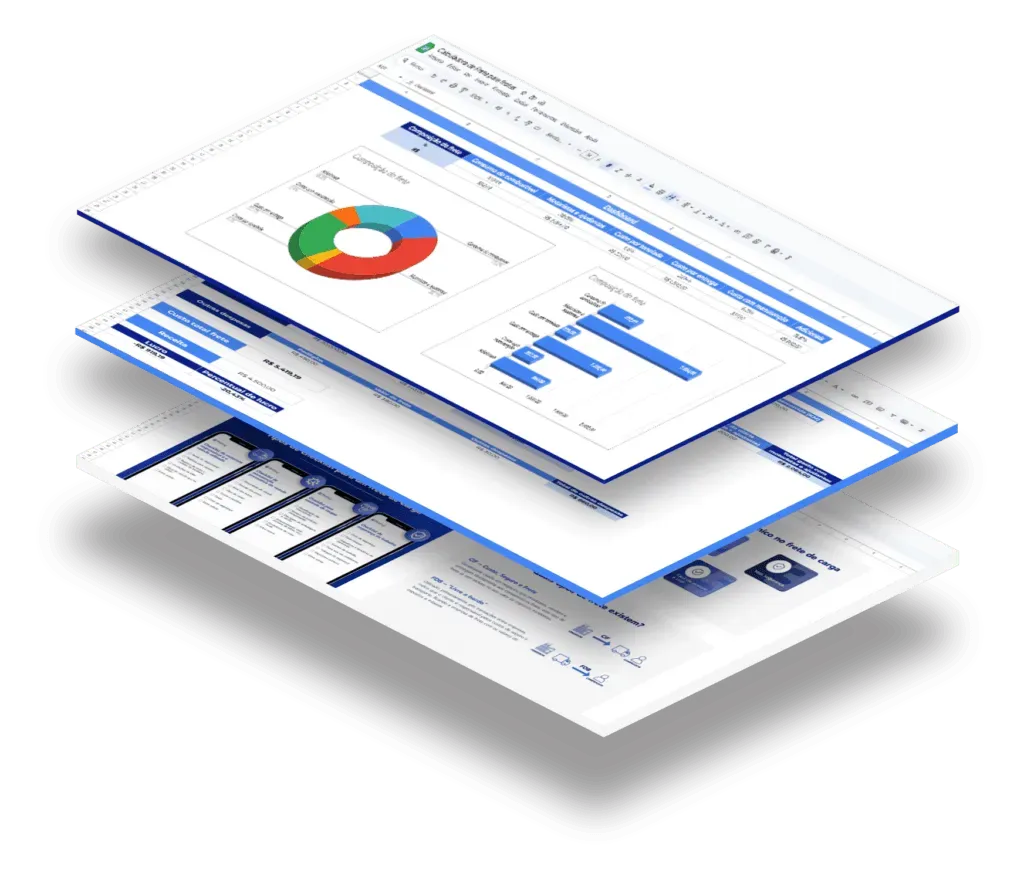 Dashboard interno da calculadora de frete