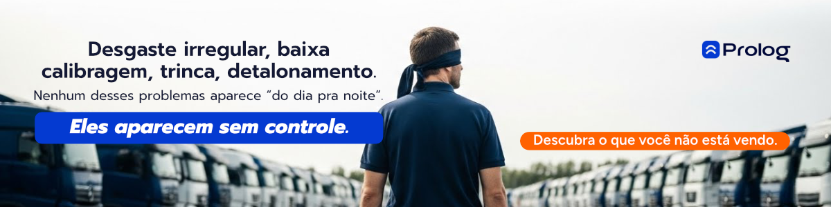 homem branco vendado em meio a frota de caminhoes 