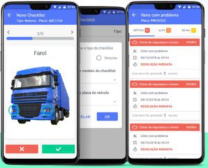 telas do checklist digital do Prolog App