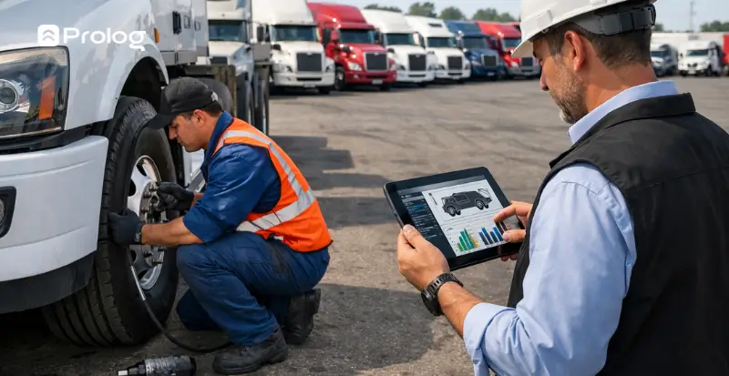 Gestão de pneus em frotas grandes, 50+ veículos.